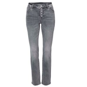 Cabi Gray Button-Fly Straight Leg Jeans — Soft & Stylish